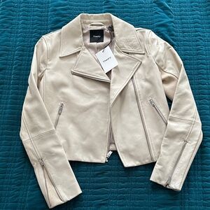 Theory Cream Leather Moto Jacket